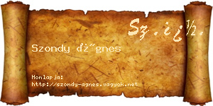 Szondy Ágnes névjegykártya